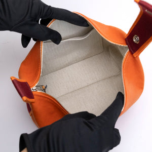 HERMES SMALL BRIDE-A-BRAC TRAVEL CASE ORANGE FEU CANVAS SHW