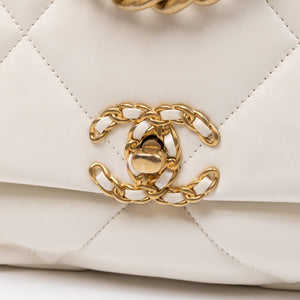CHANEL SMALL 19 BAG WHITE LAMBSKIN MULTICOLOUR HARDWARE