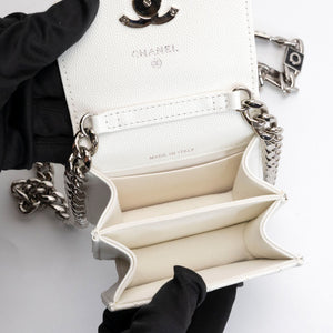 CHANEL CC MINI BAG WHITE CALFSKIN SHW