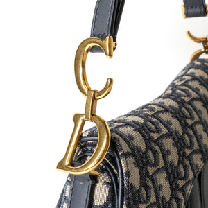 CHRISTIAN DIOR MINI SADDLE BAG BLUE OBLIQUE GHW WITH STRAP