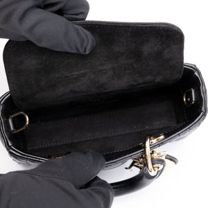 CHRISTIAN DIOR D-JOY MICRO BAG BLACK LAMBSKIN LEATHER LGHW