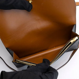 CELINE DOUBLE FLAP TRIOMPHE CANVAS WALLET ON STRAP GHW
