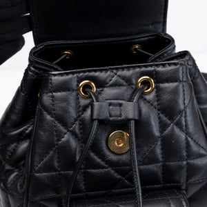 CHRISTIAN DIOR SMALL DIOR CARO BACKPACK BLACK MACROCANNAGE LAMBSKIN GHW