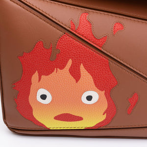 LOEWE X HOWL'S MOVING CASTLE SMALL CALCIFER PUZZLE BAG SATIN CALFSKIN TAN GHW