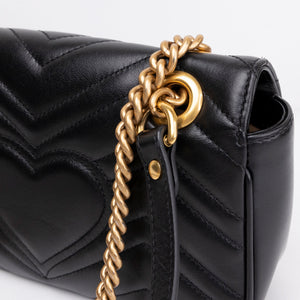 GUCCI GG MARMONT SMALL SHOULDER BAG CALFSKIN BLACK GHW