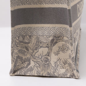 CHRISTIAN DIOR MEDIUM DIOR BOOK TOTE GREY TOILE DE JOUY EMBROIDERY