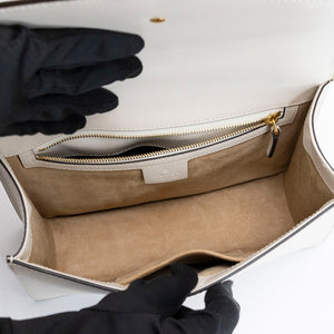 GUCCI MEDIUM SYLVIE SHOULDER BAG CALFSKIN WHITE GHW