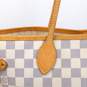 LOUIS VUITTON NEVERFULL MM DAMIER AZUR CANVAS ROSE BALLERINE GHW
