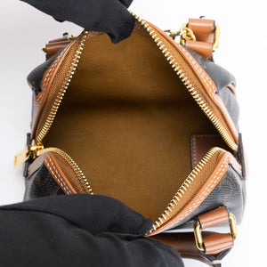 CELINE MINI BOSTON BAG TRIOMPHE CANVAS / CALFSKIN TAN GHW