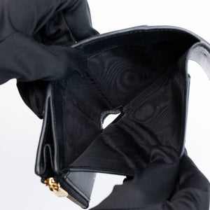 CHRISTIAN DIOR SADDLE LOTUS WALLET STONE BLACK GOATSKIN GHW