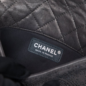 CHANEL CLASSIC FLAP CRYSTAL EMBELLISHED MINI BAG GREY LEATHER SHW