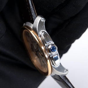 CARTIER CALIBRE DE CARTIER 42MM CHRONOGRAPH STAINLESS STEEL WATCH 18K ROSE GOLD