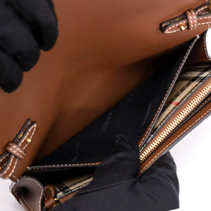 BURBERRY HANNAH WALLET ON CHAIN CALFSKIN / CANVAS GHW
