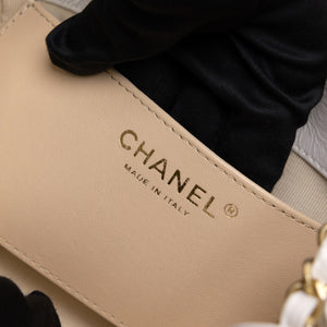 CHANEL 23C SMALL WHITE SHINY CALFSKIN HOBO BAG GHW