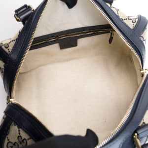 GUCCI MONOGRAM VINTAGE WEB BOSTON BAG NAVY GG CANVAS GHW