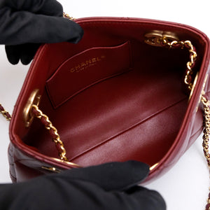 CHANEL MINI SHOPPING TOTE DARK BURGUNDY LAMBSKIN GHW (MICROCHIP)