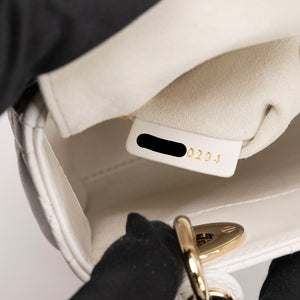 CHRISTIAN DIOR MINI LADY DIOR LAMBSKIN WHITE GHW