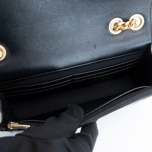 CHANEL 22K GOLD PILLAR WALLET ON CHAIN BLACK LAMBSKIN GHW