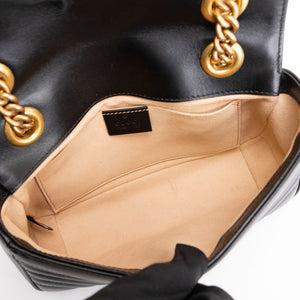 GUCCI GG MARMONT SMALL SHOULDER BAG CALFSKIN BLACK GHW