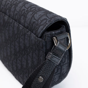 CHRISTIAN DIOR SADDLE SMALL MESSENGER BAG BLACK OBLIQUE JACQUARD / GRAINED CALFSKIN MULTICOLOUR HARDWARE