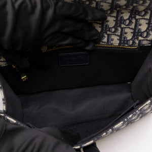 CHRISTIAN DIOR 30 MONTAIGNE EAST WEST BAG WITH CHAIN OBLIQUE JACQUARD BLUE GHW