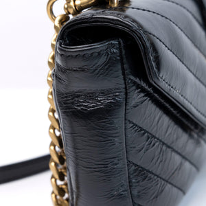 SAINT LAURENT COLLEGE SHOULDER BAG BLACK CALFSKIN LEATHER GHW