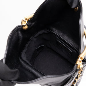 CHANEL QUILTED CHEVRON HANDLE WITH CHIC BUCKET BAG BLACK LAMBSKIN LEATHER GHW