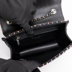 CHANEL TWEED BEAUTY LOCK FLAP BAG MUTICOLOURED BLACK SHW
