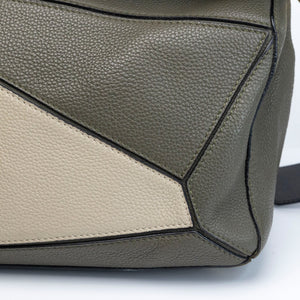 LOEWE MEDIUM PUZZLE BAG CALFSKIN OAT KHAKI GREEN GHW