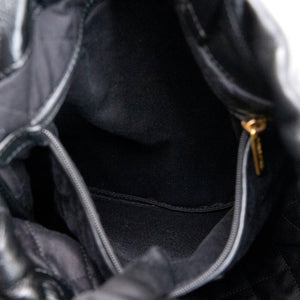 CHANEL LARGE 22 BACKPACK GOLD LETTER LOGO SHINY CALFSKIN BLACK GHW (MICROCHIP)