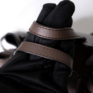 LOEWE MINI HAMMOCK DRAWSTRING BAG GRAINED CALF SKIN DARK TAUPE SHW