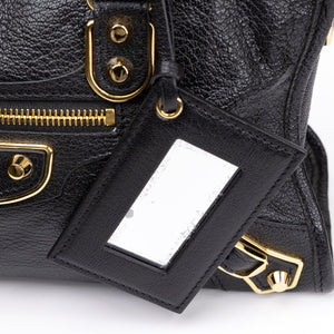 BALENCIAGA METALLIC EDG CITY S BAG BLACK GHW