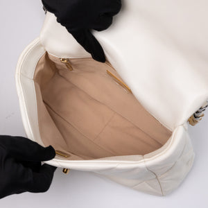CHANEL SMALL 19 BAG WHITE LAMBSKIN MULTICOLOUR HARDWARE