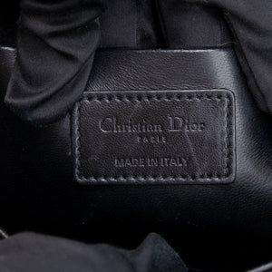 CHRISTIAN DIOR 30 MONTAIGNE CHAIN TOP HANDLE BAG BLACK LAMBSKIN LEATHER DARK SHW