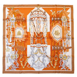 HERMES BRIDES ET DESTIN SILK SCARF ORANGE 90 CM