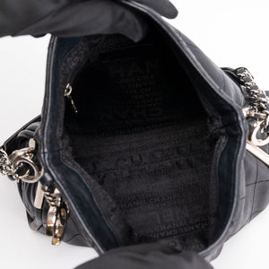 CHANEL ULTIMATE SMALL SOFT HOBO BAG BLACK QUILTED LAMBSKIN SHW