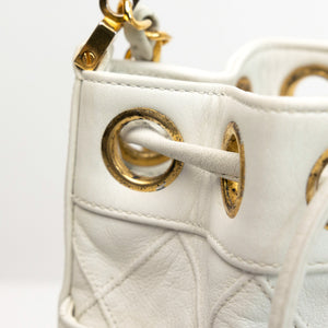 CHANEL VINTAGE MINI QUILTED CC BUCKET BAG WHITE CALFSKIN GHW