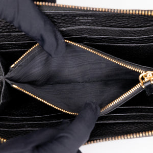 PRADA ZIP AROUND WALLET IN BLACK GHW