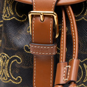 CELINE MINI BACKPACK FOLCO TRIOMPHE CANVAS / CALFSKIN BLACK GHW