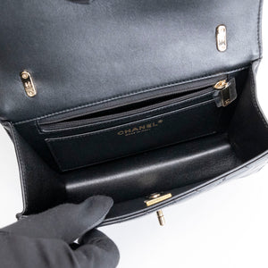 CHANEL 25B CLASSIC FLAP MATELASSE CHAIN STRAP MINI BAG BLACK LAMBSKIN LGHW