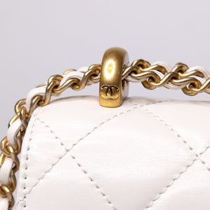 CHANEL 24C GOLD CRUSH MINI FLAP BAG WHITE CALFSKIN GHW (MICROCHIP)