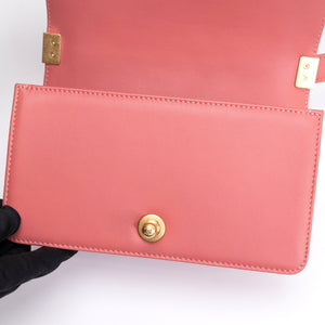 CHANEL SMALL LE BOY BAG PINK LAMBSKIN LEATHER GHW