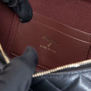 CHANEL TOP HANDLE SLIM VANITY WITH CHAIN BAG BLACK CAVIAR LGHW
