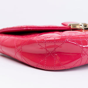CHRISTIAN DIOR MISS DIOR PROMENADE WALLET ON CHAIN PINK CANNAGE QUILTED PATENT LEATHER GHW