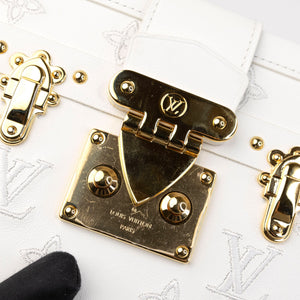 LOUIS VUITTON PETITE MALLE MONOGRAM EMBROIDERED WHITE CALFSKIN GHW