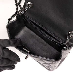 CHANEL MINI SQUARE FLAP BAG LAMBSKIN SO BLACK (MICROCHIP)