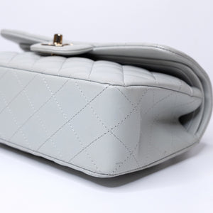 CHANEL SMALL CLASSIC DOUBLE FLAP LIGHT GREY LAMBSKIN LGHW