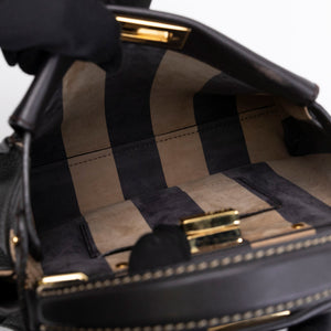 FENDI MINI PEEKABOO BAG DARK BROWN CALFSKIN LEATHER GHW
