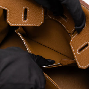 HERMES BIRKIN 25 GOLD TOGO SHW STAMP K