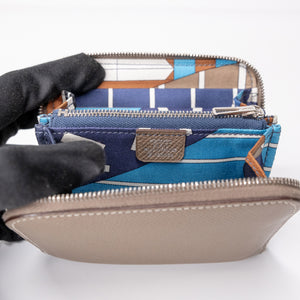 HERMES SILK IN COMPACT WALLET EPSOM ETOUPE GHW STAMP Y